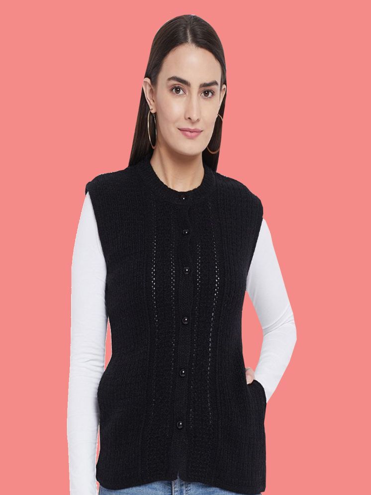     			Clapton Pure Wool Round Neck Women's Buttoned Cardigans - Black ( )