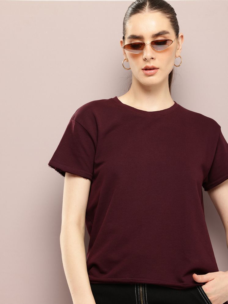     			Dillinger Burgundy Cotton Regular Fit Women's T-Shirt ( Pack of 1 )