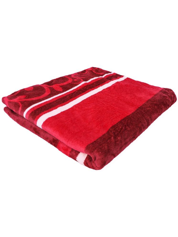     			Dulce Vida Flannel Geometric Double Bed Blanket ( 225 cm x 275 cm ) - Red ( Pack of 1 )