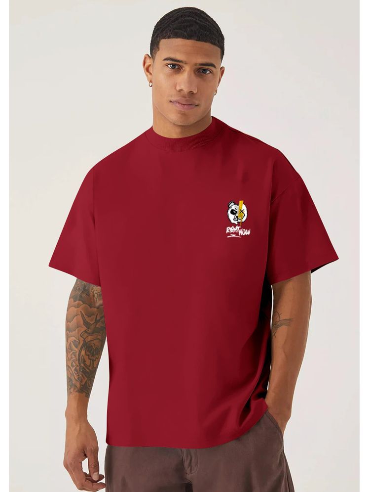     			FIRST POSTION Pack of 1 Cotton Blend Oversized Fit Men's T-Shirt ( Maroon )