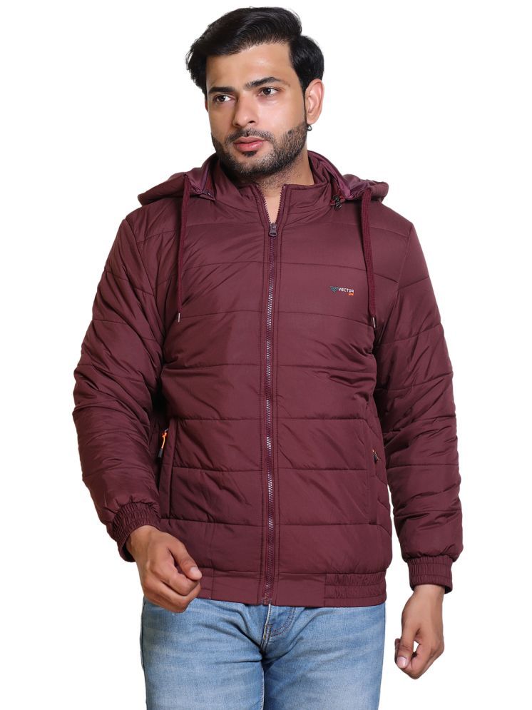     			IF-INDIAN FORT Polyester Men's Quilted & Bomber Jacket - Wine ( Pack of 1 )