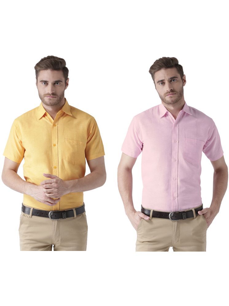     			KLOSET By RIAG Cotton Blend Regular Fit Solids Half Sleeves Men's Casual Shirt - Pink ( Pack of 2 )