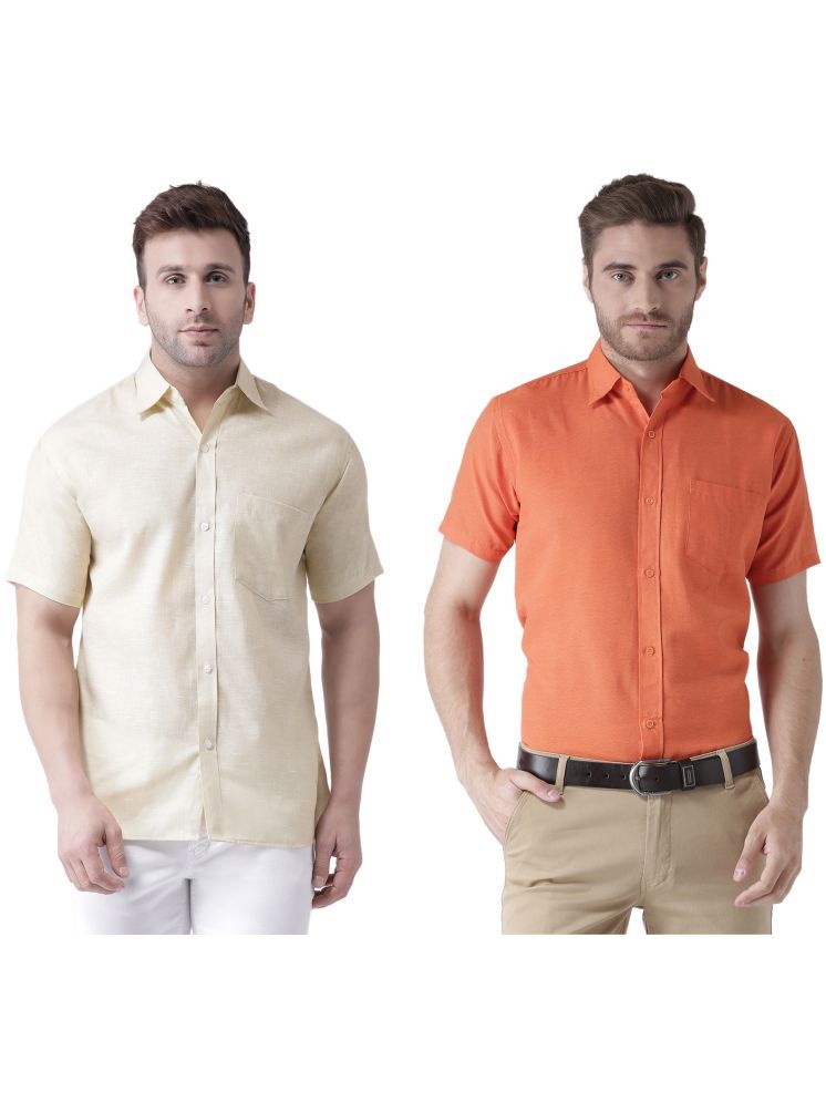     			KLOSET By RIAG Cotton Blend Regular Fit Solids Half Sleeves Men's Casual Shirt - Orange ( Pack of 2 )