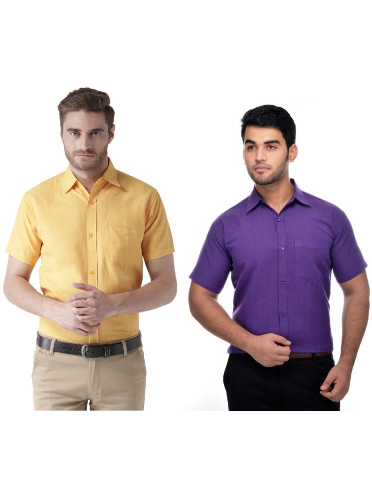     			KLOSET By RIAG Cotton Blend Regular Fit Solids Half Sleeves Men's Casual Shirt - Purple ( Pack of 2 )