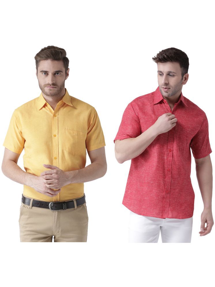     			KLOSET By RIAG Cotton Blend Regular Fit Solids Half Sleeves Men's Casual Shirt - Red ( Pack of 2 )