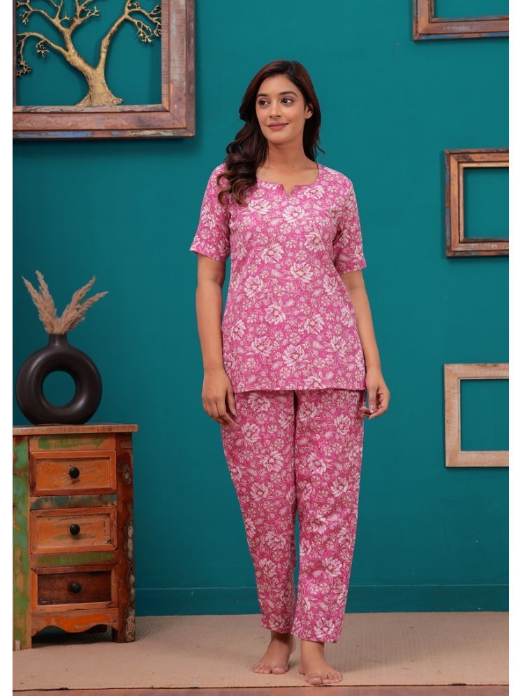     			Nevisha Style Pink Printed Pant Top Set