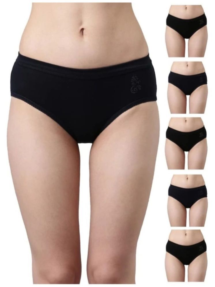     			PIYURZ Pack of 6 Poly Cotton Solid Women's Briefs ( Black )