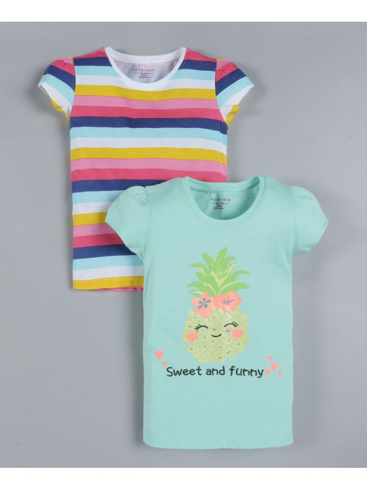     			PLUM TREE Pack of 2 Girls 100% Cotton T-Shirt ( Multi )