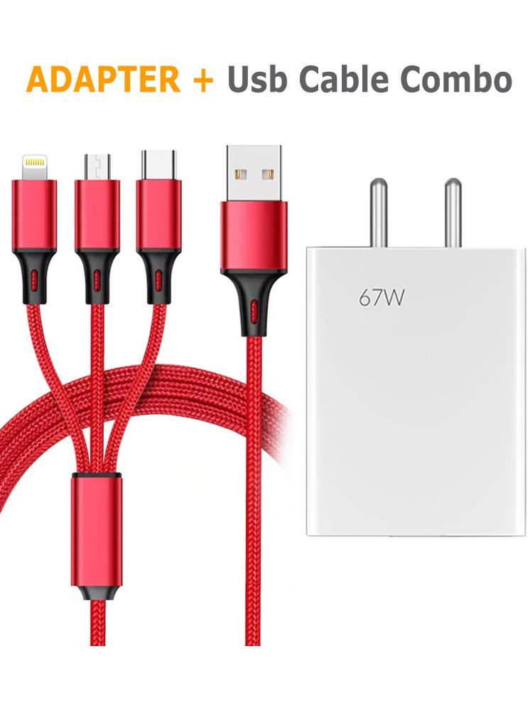     			Vertical9 Usb To 3-in-1 3AMP Charging cable with 67Watt Fast Charger Combo 1