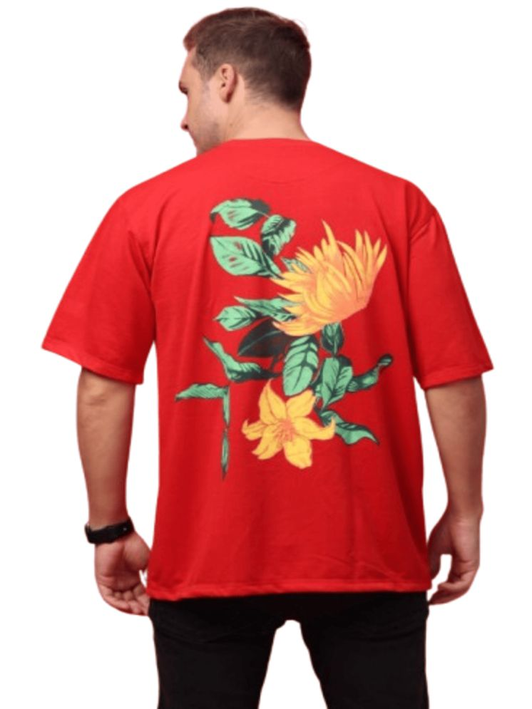     			yellow tree Cotton Blend Relaxed Fit Printed Half Sleeves Men's Round T-Shirt - Red ( Pack of 1 )