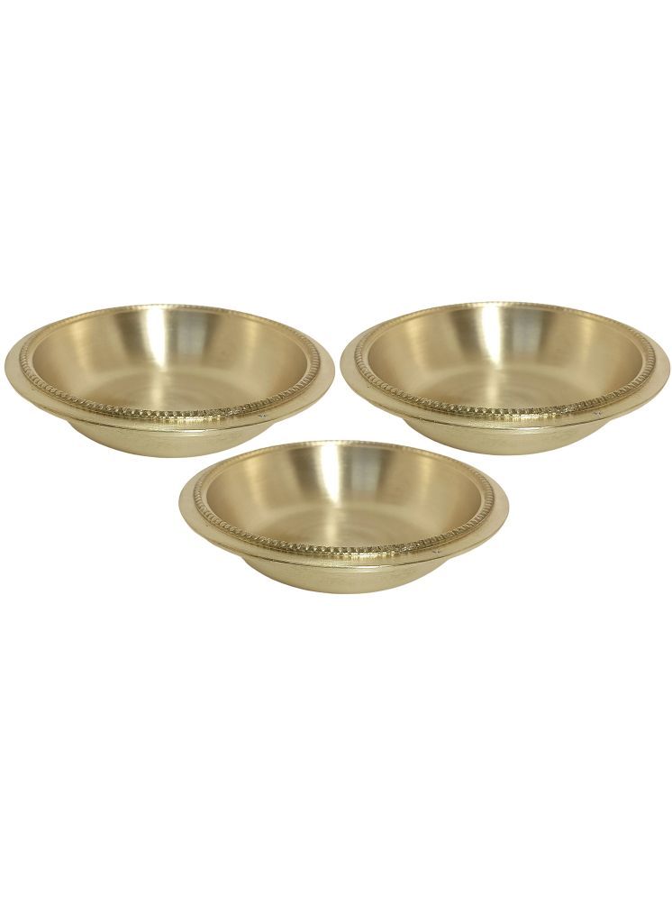     			A & H ENTERPRISES Hand Made MATTE Sweet Dish Brass Plain Dessert Bowl 10 cm ( Set of 3 ) Brass