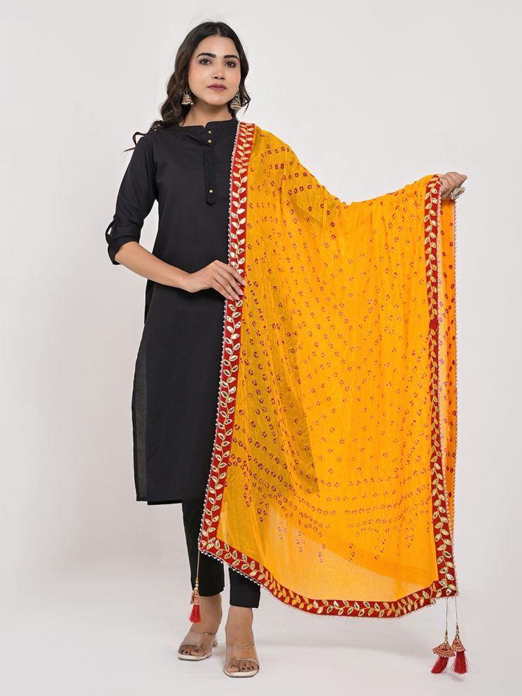     			Anjaneya Creations Yellow Silk Women's Dupatta - ( Pack of 1 )