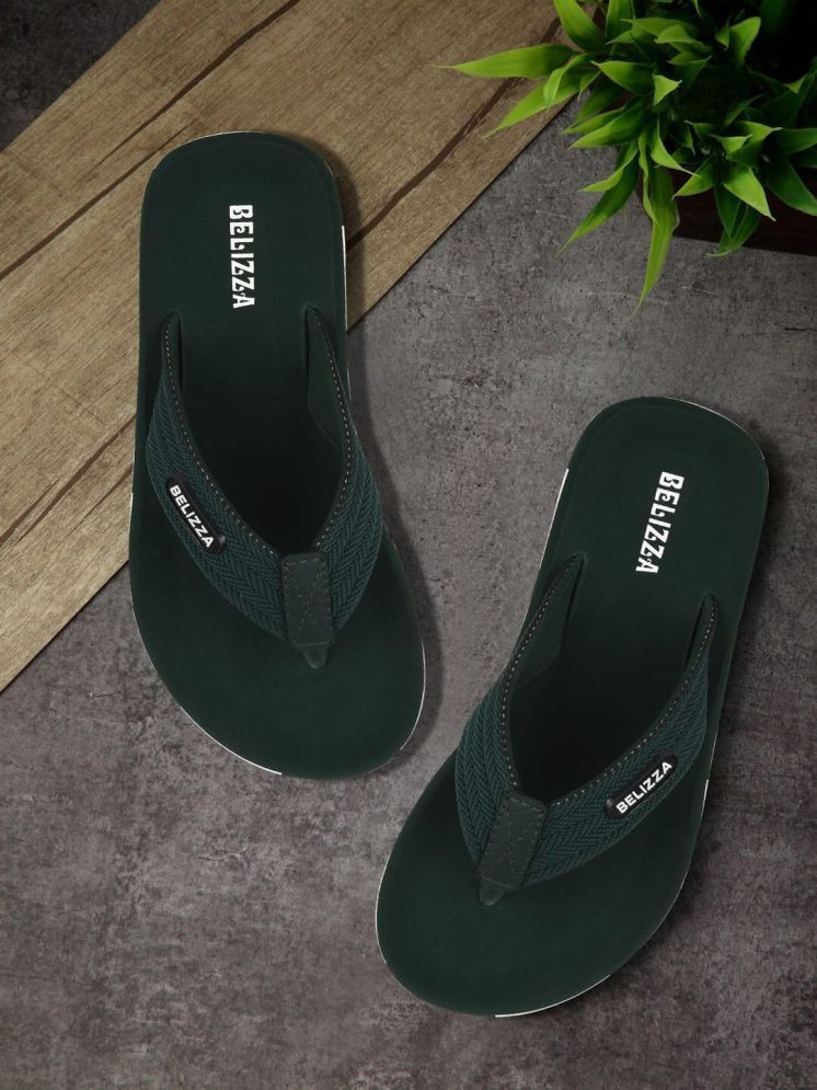     			BELIZZA Green Men's Slide Flip Flop