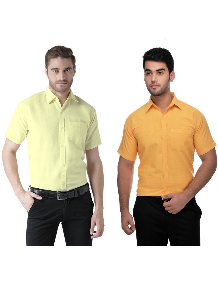     			KLOSET By RIAG Cotton Blend Regular Fit Solids Half Sleeves Men's Casual Shirt - Mustard ( Pack of 2 )