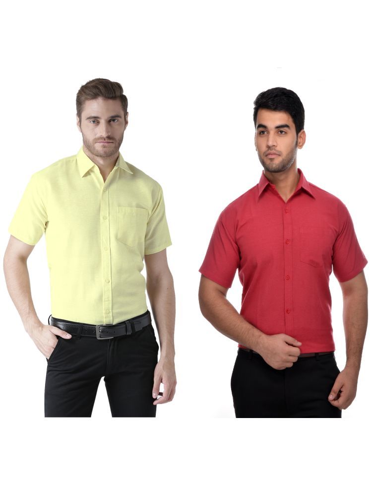     			KLOSET By RIAG Cotton Blend Regular Fit Solids Half Sleeves Men's Casual Shirt - Red ( Pack of 2 )