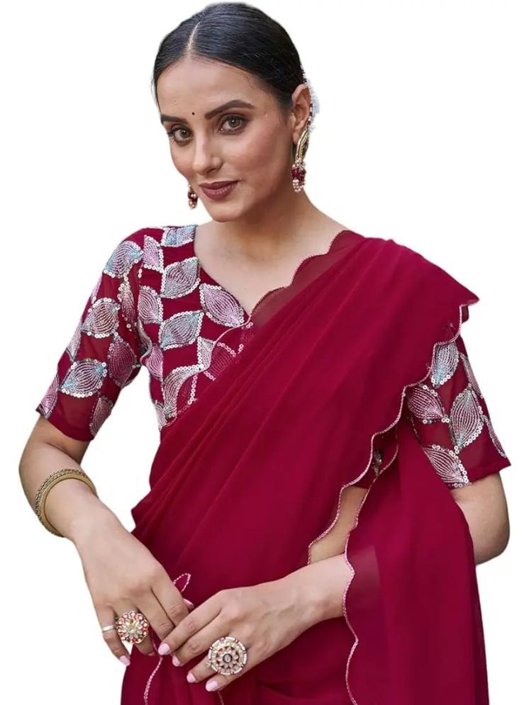     			Kalpana Creation Georgette Solid Saree With Blouse Piece - Multicolor ( Pack of 1 )