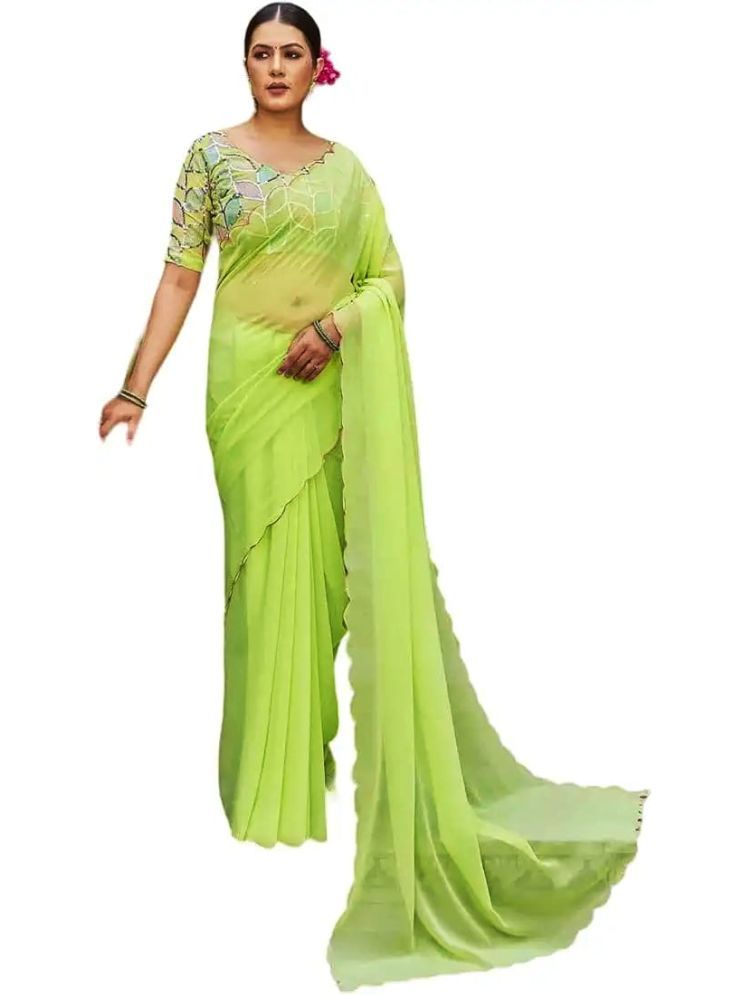     			Kalpana Creation Georgette Solid Saree With Blouse Piece - Multicolor ( Pack of 1 )