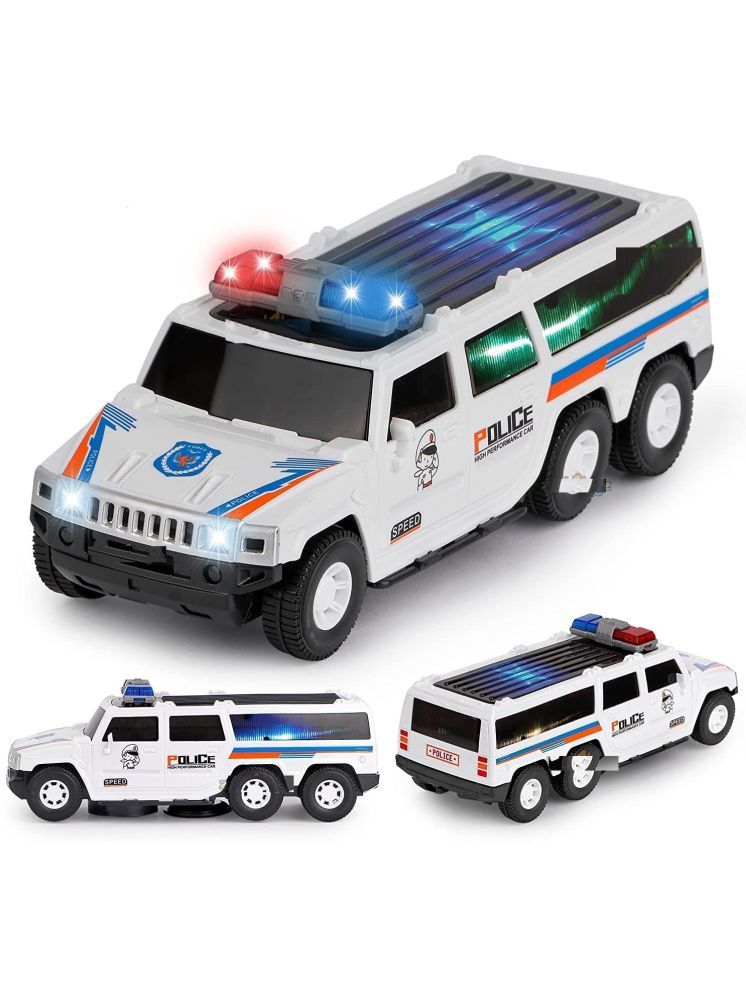     			PANSHUB Police Model Car Toy for Kids with Light & Siren Sound 360 Degree Rotating Bump and Go Action for Boys & Girls