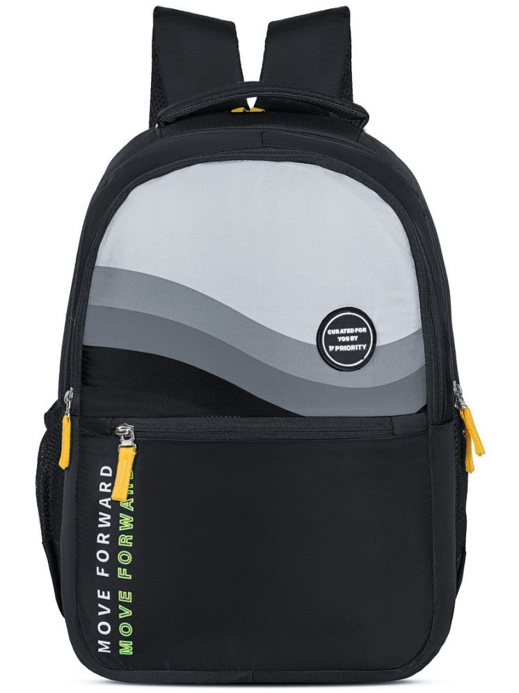     			Priority Black PU Backpack With Raincover ( 38 Ltrs )