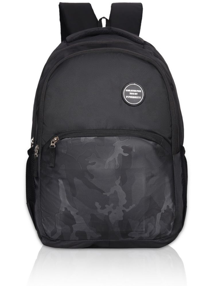     			Priority Black PU Backpack With Raincover ( 38 Ltrs )