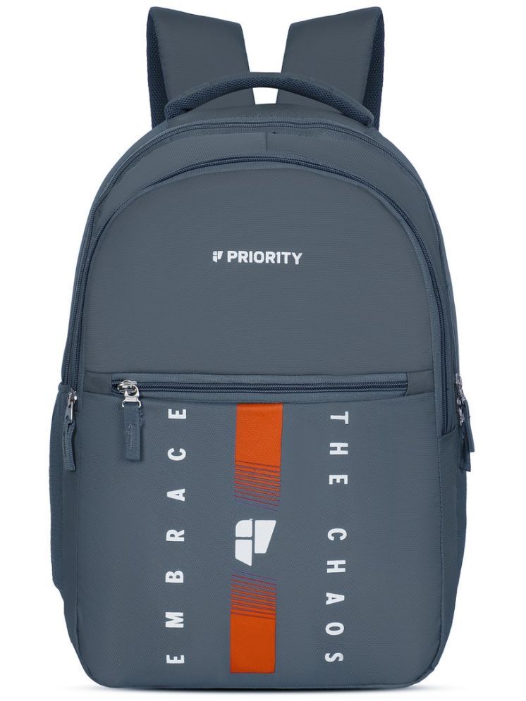     			Priority Dark Grey PU Backpack ( 31 Ltrs )