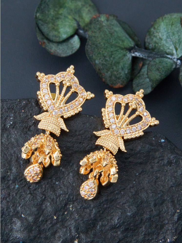     			ROFARWORD Gold Jhumki Earrings ( Pack of 1 )