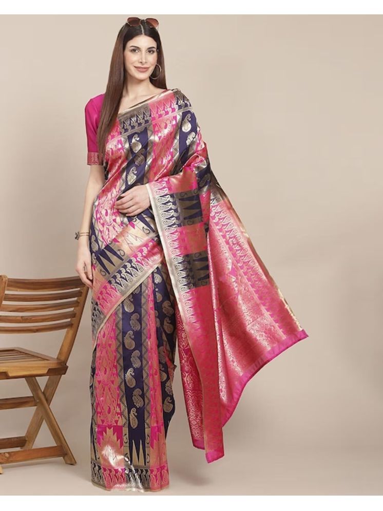     			Saadhvi Art Silk Printed Saree With Blouse Piece - Multicolor ( Pack of 1 )