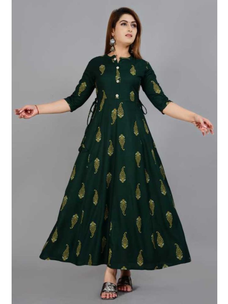     			Smien Viscose Printed Anarkali Women's Kurti - Sea Green ( Pack of 1 )