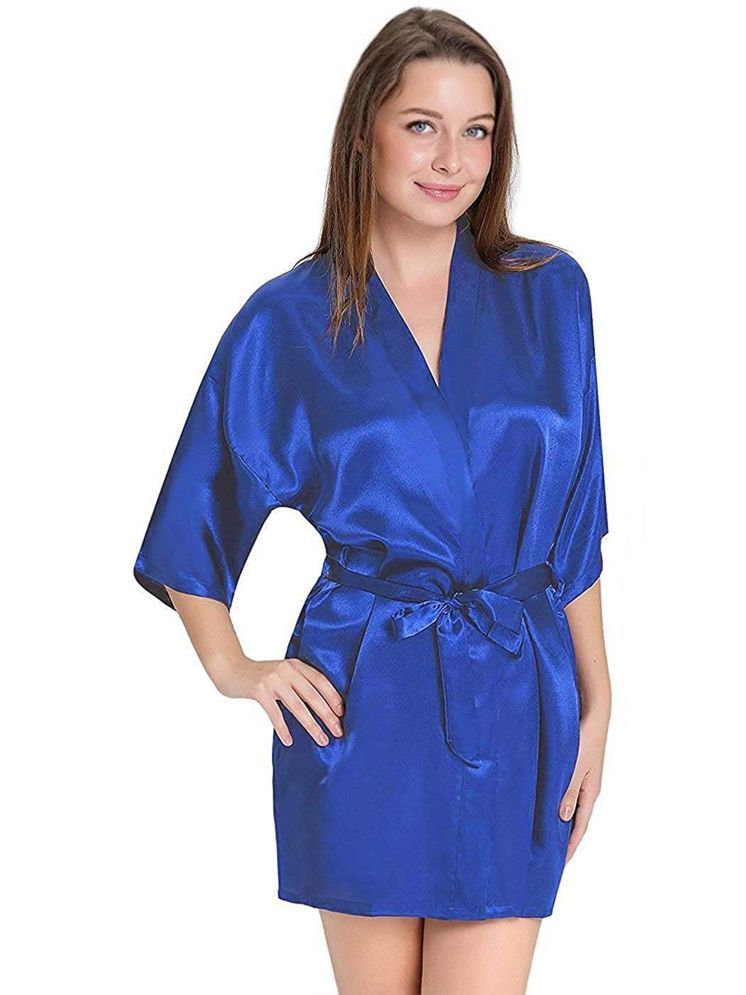     			ZYPRENT Blue Satin Women's Nightwear Robes ( Pack of 1 )