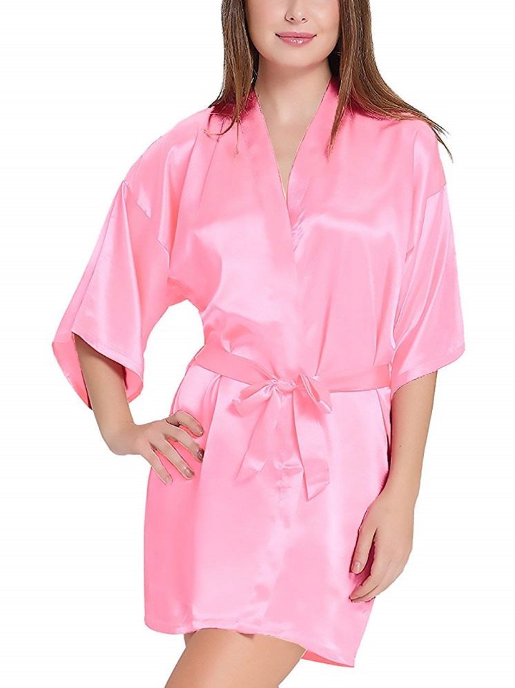     			ZYPRENT Light Pink Satin Women's Nightwear Robes ( Pack of 1 )