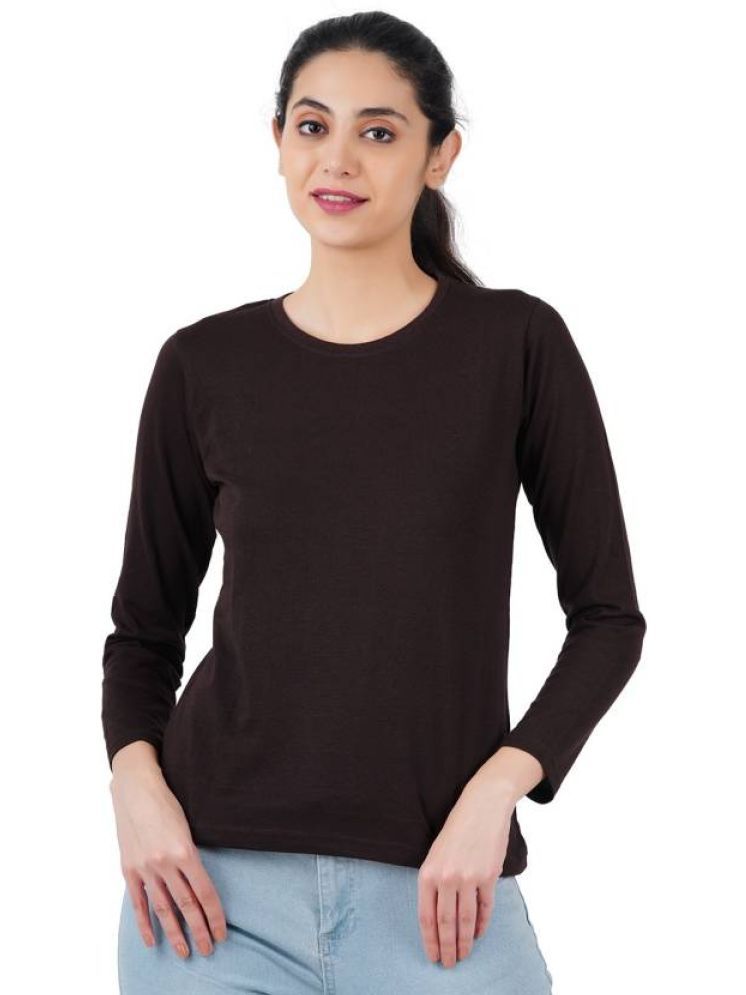     			curvy comfort Brown Cotton Blend Regular Fit Women's T-Shirt ( Pack of 1 )