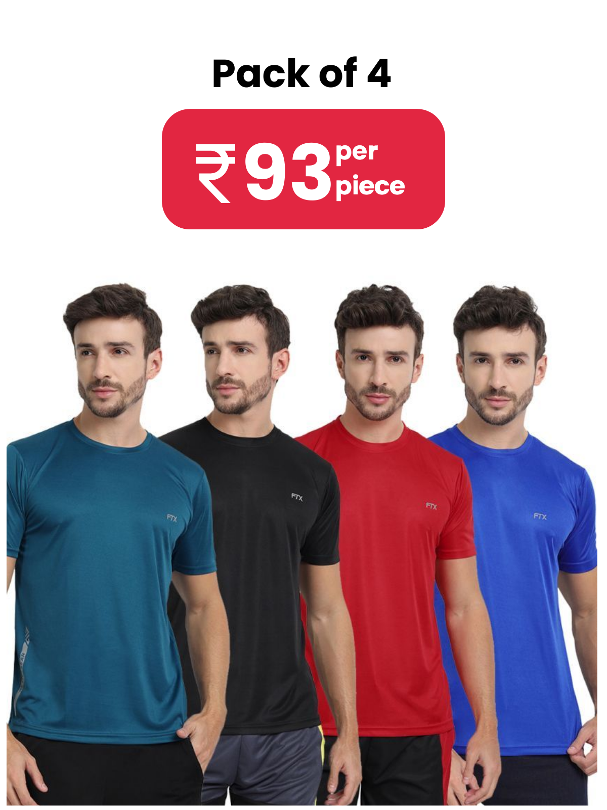     			FTX Pack of 4 Polyester Regular Fit Men's T-Shirt ( Multicolor )