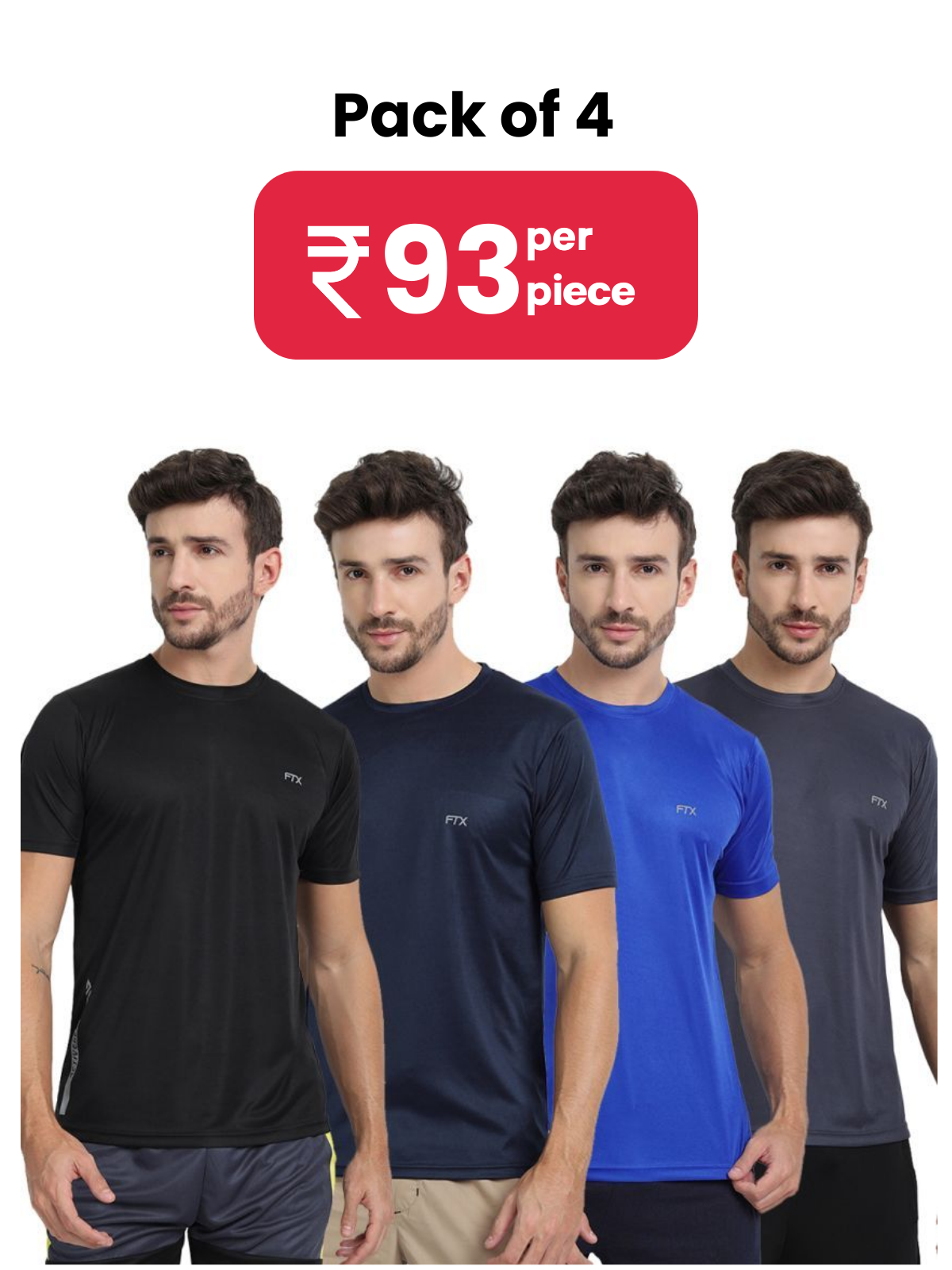     			FTX Pack of 4 Polyester Regular Fit Men's T-Shirt ( Multicolor14 )