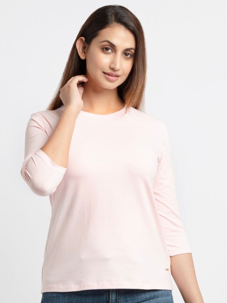     			PLUS PARADISE Pink Cotton Blend Regular Fit Women's T-Shirt ( Pack of 1 )