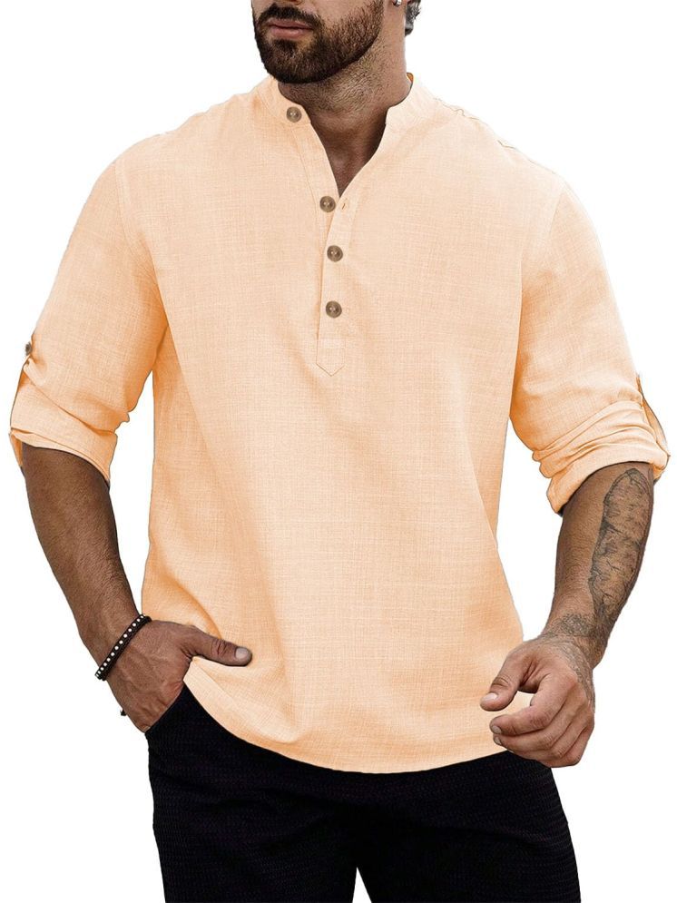     			UNI VIBE Orange Cotton Men's Shirt Style Kurta ( Pack of 1 )