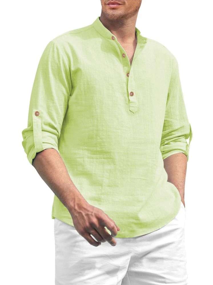     			UNI VIBE Sea Green Cotton Men's Shirt Style Kurta ( Pack of 1 )