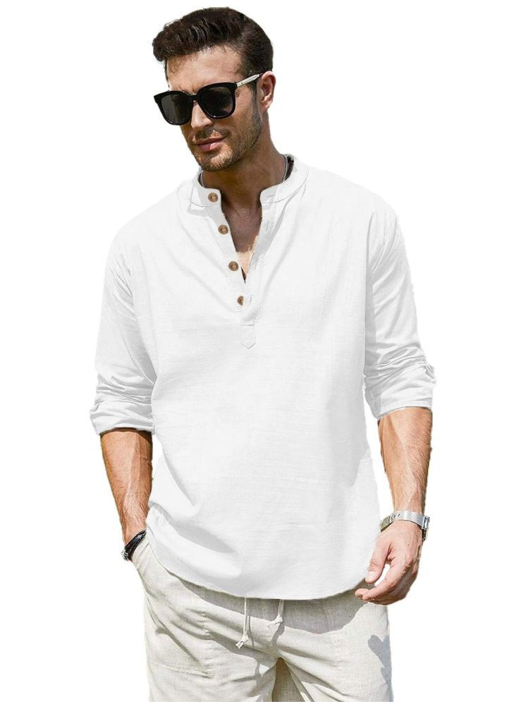     			UNI VIBE White Cotton Men's Shirt Style Kurta ( Pack of 1 )