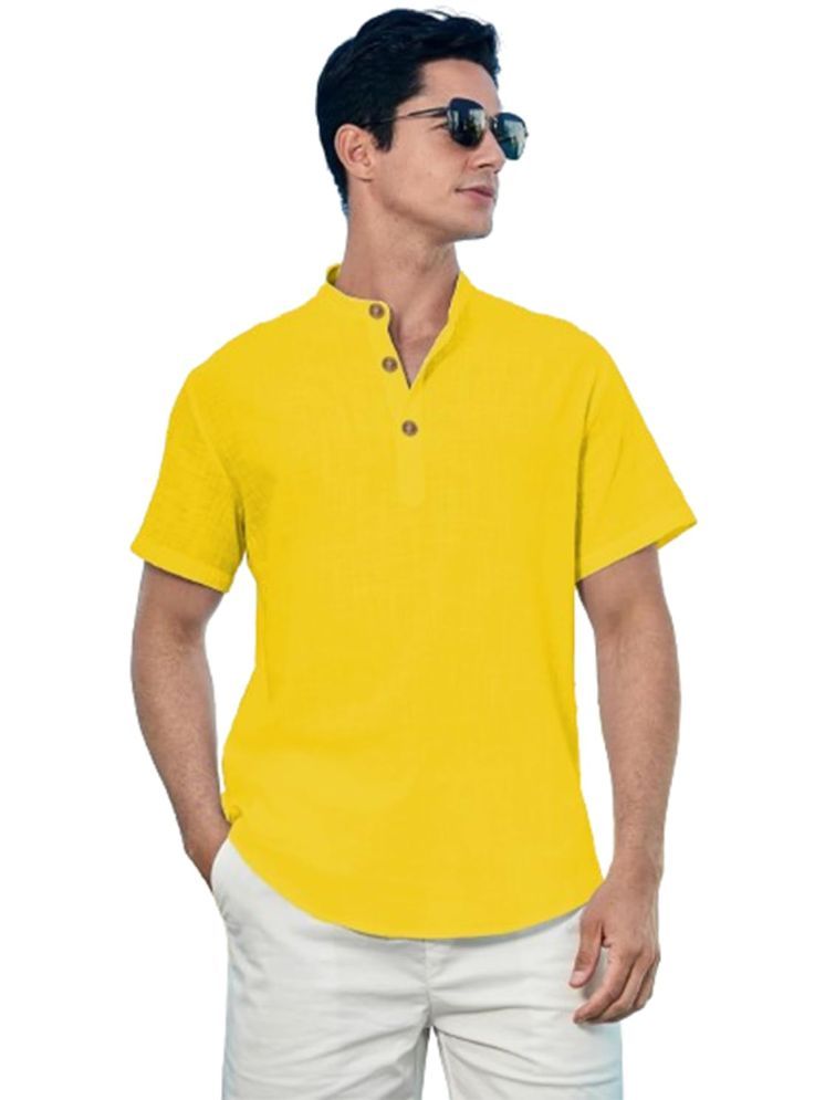     			UNI VIBE Yellow Cotton Men's Shirt Style Kurta ( Pack of 1 )