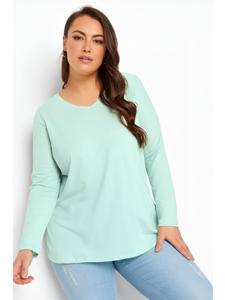     			plusperfaction Sea Green Cotton Blend Regular Fit Women's T-Shirt ( Pack of 1 )