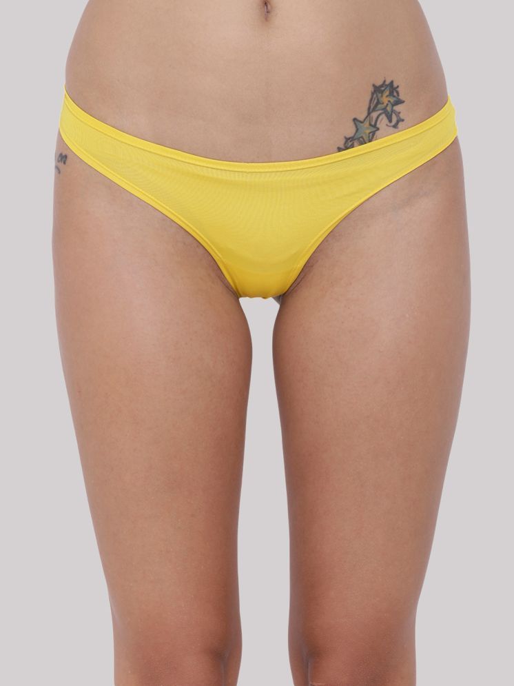     			BASIICS By La Intimo Pack of 1 Polyester Solid Women's Thongs ( Yellow )