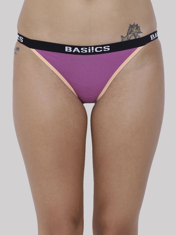     			BASIICS By La Intimo Pack of 1 Cotton Lycra Solid Women's Bikini ( Purple )