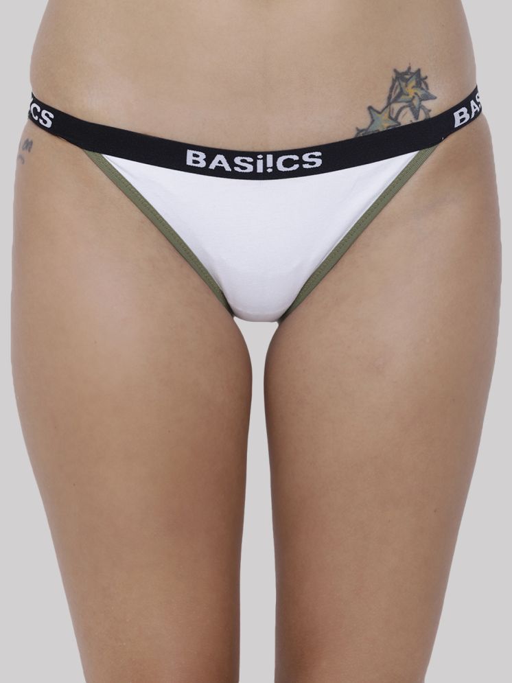     			BASIICS By La Intimo Pack of 1 Cotton Lycra Solid Women's Bikini ( White )