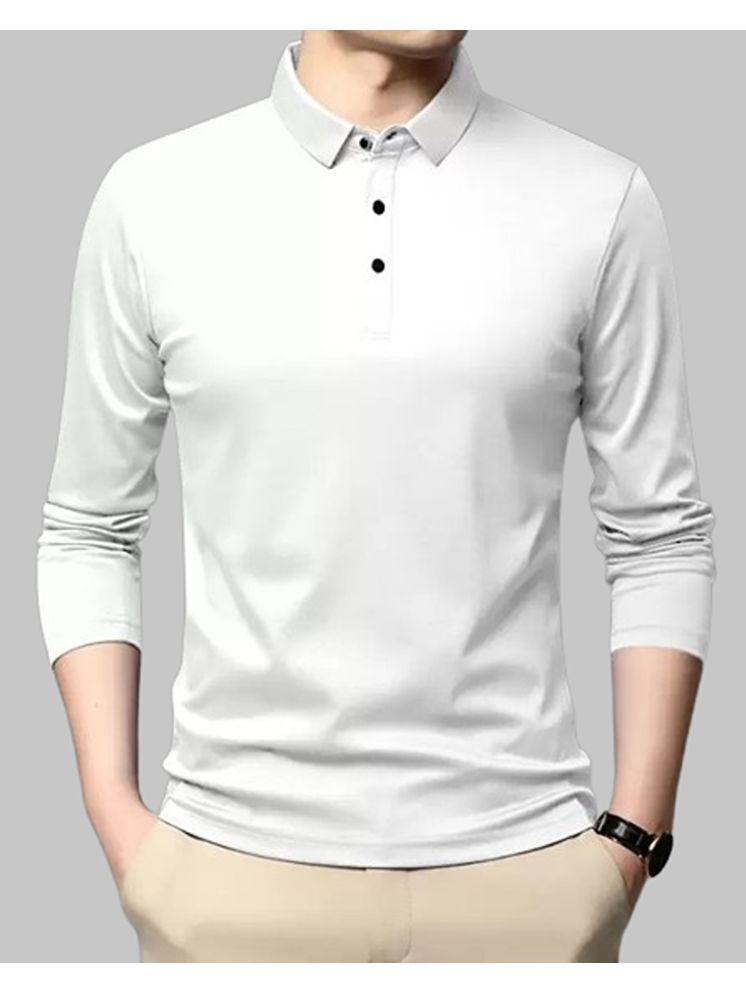     			FIRST POSTION Cotton Blend Regular Fit Solid Full Sleeves Men's Polo T Shirt - White ( Pack of 1 )