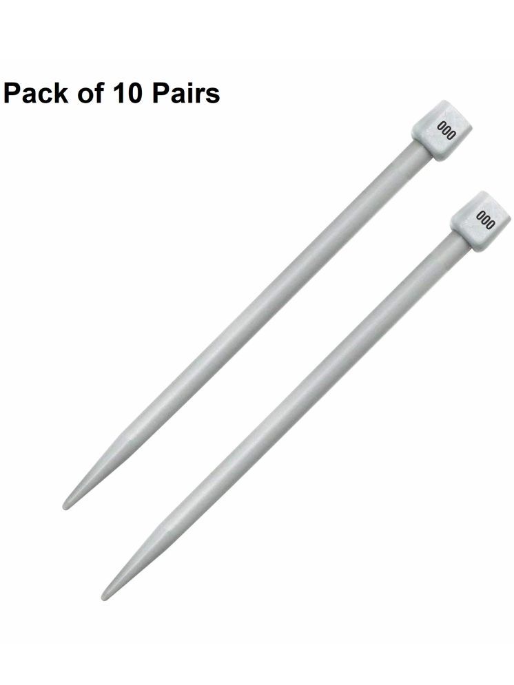     			Jyoti Knitting Pin - Plastic (10 Pairs of Flat Knob of 12 Inches / 30cm of Size 000), Crafting Weaving Pins, Round Blunt Yarn Needles, Used for Sweaters, Scarves, and Woolen Fabrics - Pack of 10 Pairs