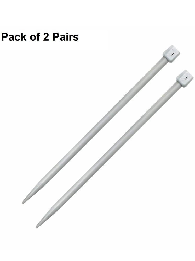     			Jyoti Knitting Pin - Plastic (2 Pairs of Flat Knob of 14 Inches / 35cm of Size 1), Crafting Knitting Weaving Pins, Round Blunt Yarn Needles, Used for Sweaters, Scarves, and Woolen Fabrics - Pack of 2 Pairs