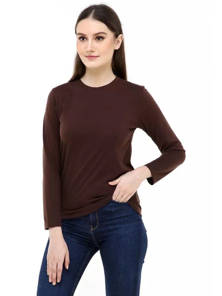     			PLUS PARADISE Brown Cotton Blend Regular Fit Women's T-Shirt ( Pack of 1 )