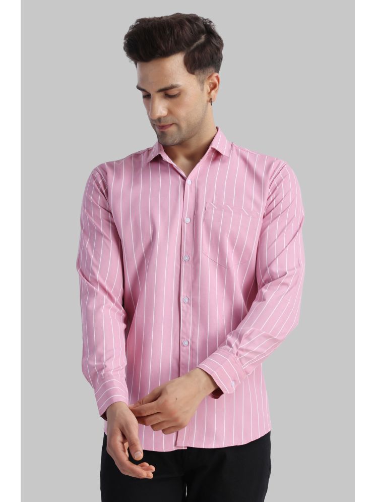     			SUR-T Cotton Blend Regular Fit Striped Full Sleeves Men's Casual Shirt - Pink ( Pack of 1 )