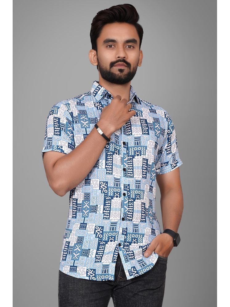     			SUR-T Viscose Regular Fit Printed Half Sleeves Men's Casual Shirt - Blue ( Pack of 1 )