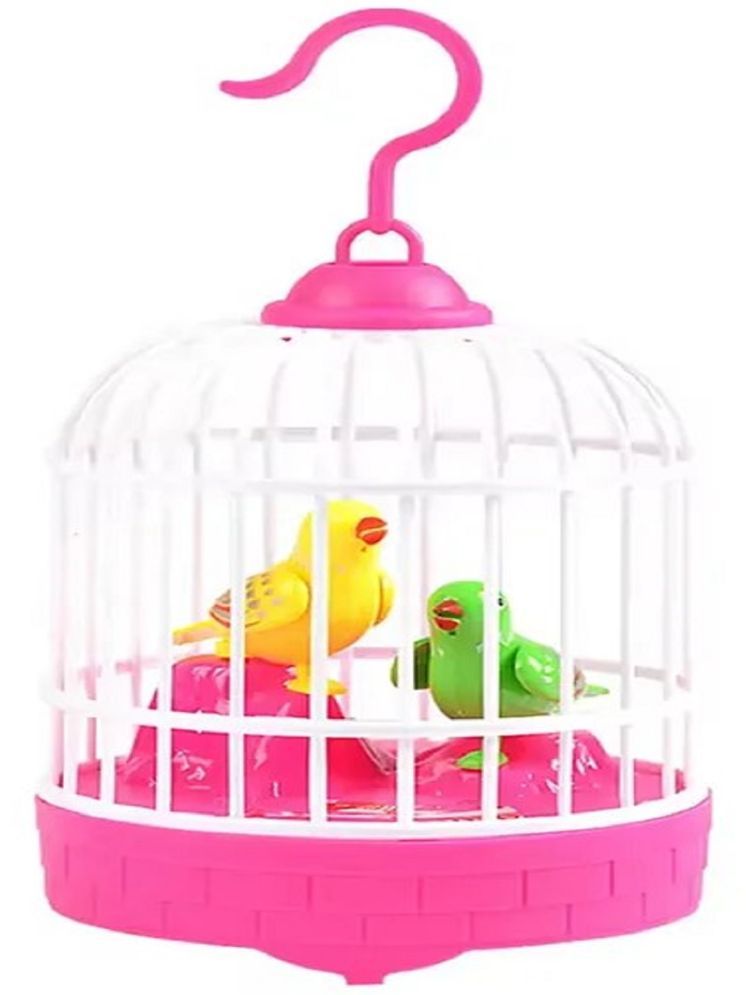     			Singing Moving Chirping Beautiful Bird Pet Toy in Cage, Hanging Cage with Music Singing Moving Chirping for Kids for Home Decor/Living Room/Garden (Multicolour)