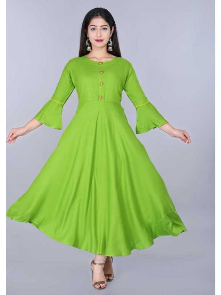     			Smien Viscose Blend Solid Anarkali Women's Kurti - Mint Green ( Pack of 1 )